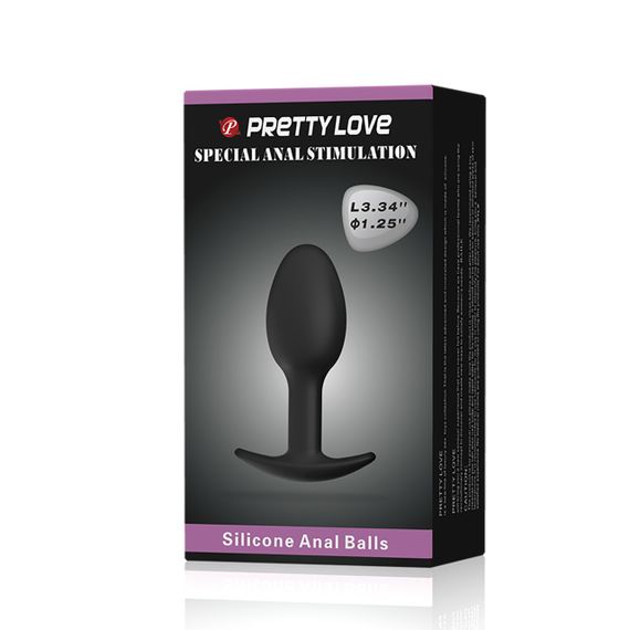 Анальна пробка силіконова PRETTY LOVE Heavy Balls, чорна, 8.4 х 3.2 см Sex Aura | Зображення 7