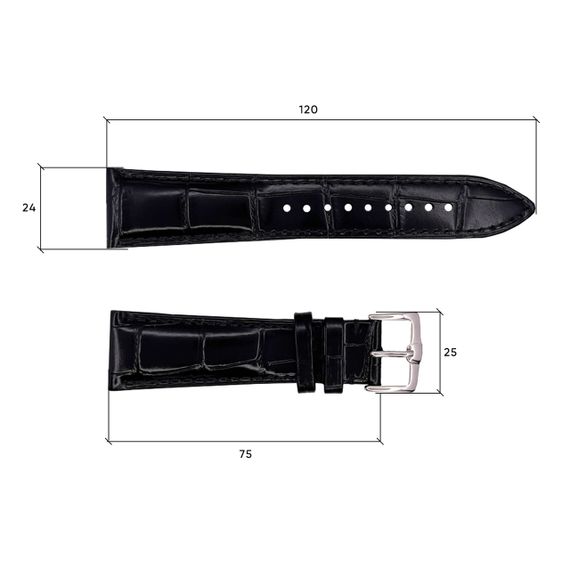 Шкіряний ремінець Premium 24х22 мм. Black | Зображення 2