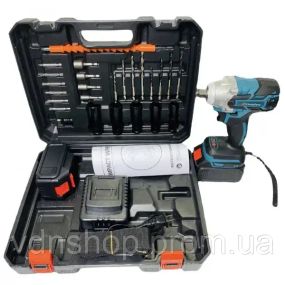 Акумуляторний безщітковий гайковерт на 2 акумулятори з набором інструментів 1135-4