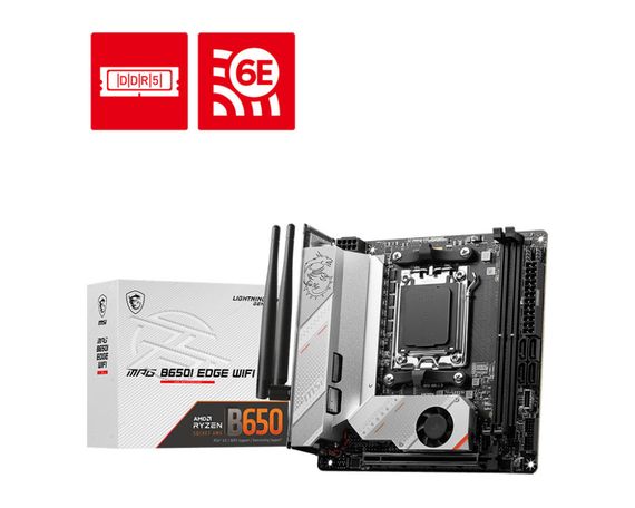 Материнcька плата MSI MPG B650I EDGE WIFI sAM5 B650 2xDDR5 M.2 HDMI WiFi BT mITX 911-7D73-008 | Зображення 5