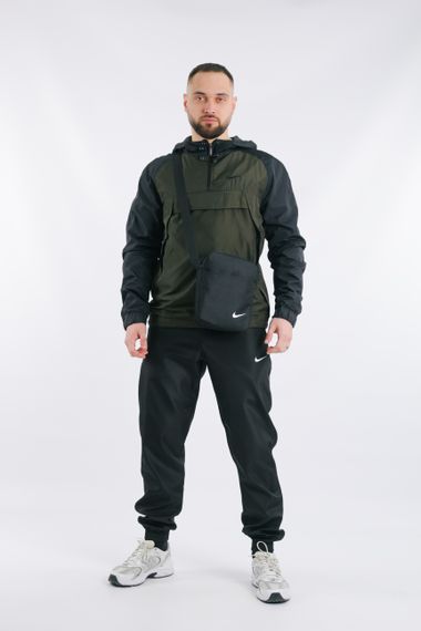 Комплект чоловічий Nike: анорак "House" чорний з хакі + штани "President" чорні + барсетка чорна L (1629797353/2)