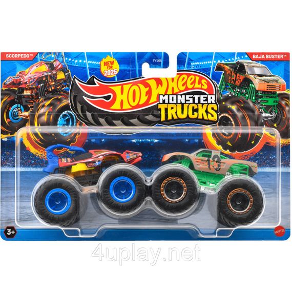 Подарунковий набір 2 монстр-траки Хот Вілс Скорпедо Оригінал Hot Wheels Monster Trucks Scorpedo vs Baja Buster