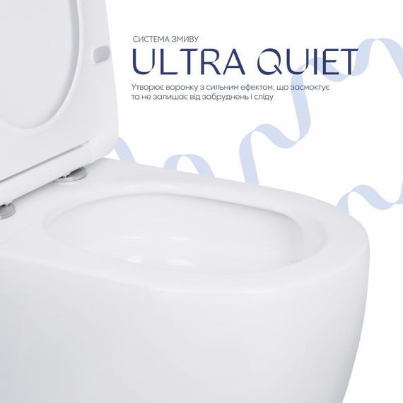 Унітаз-компакт Qtap Robin Ultra Quiet безобідковий із сидінням Soft-close QT13226089AW | Зображення 4