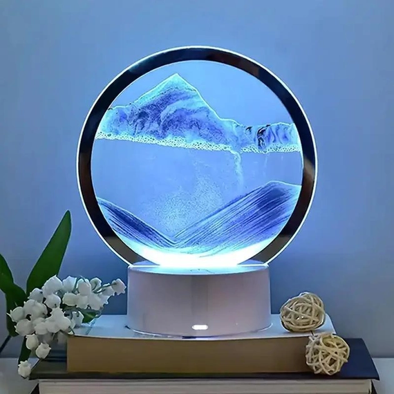 Настільна LED лампа нічник RGB Пісочний годинник 3D Sandscape. Картина Рухомий пісок | Зображення 3