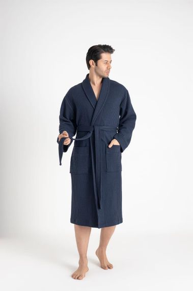 Чоловічий мусліновий халат  Nusa 24670 синій 2XL | Зображення 5