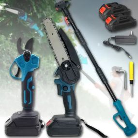Набор аккумуляторного инструмента Секатор 36 В + Аккумуляторная минипила 6"+ штанга 155 см (Ножницы садовые)