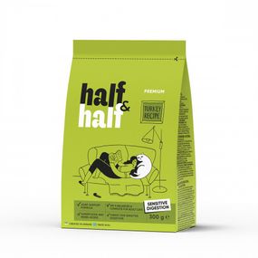 Корм сухий HalfHalf для котів із чутливим травленям з індичкою 300 г