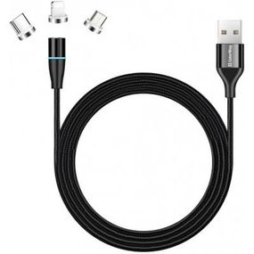 Дата кабель USB 2.0 AM to Lightning + Micro 5P + Type-C 1.0m Magnetic ColorWay (CW-CBUU038-BK) (CW-CBUU038-BK)