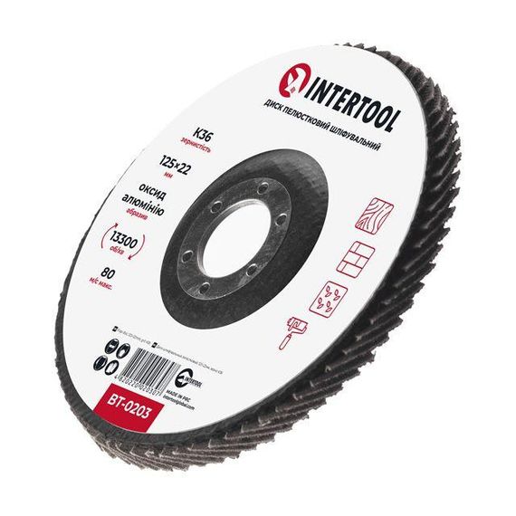 Диск шліфувальний пелюстковий 125*22 мм, K36 INTERTOOL BT-0203 | Зображення 2