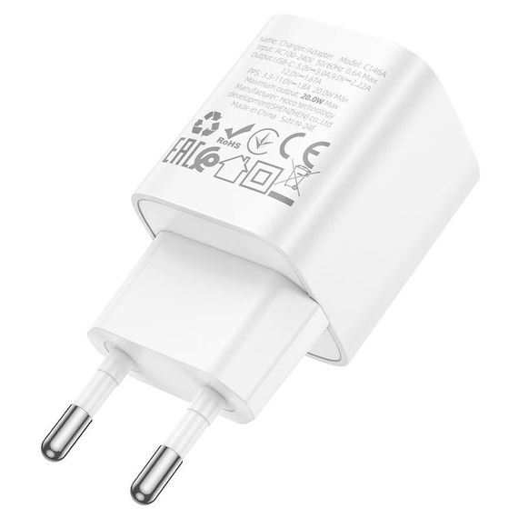 Набір СЗУ 110-240V HOCO C146A+кабель Type-C, 1xUSB-C, PD20W, 1м кабель | Зображення 5