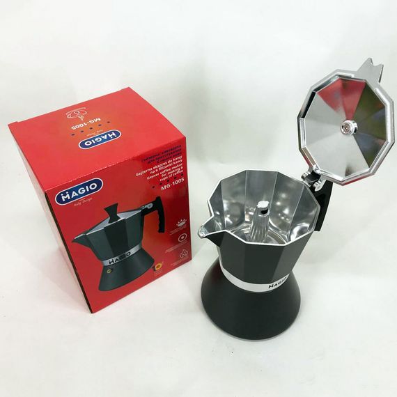 Гейзерная кофеварка Magio MG-1005, гейзерная кофеварка для плиты, кофеварка гейзерного типа, кофейник | Зображення 1