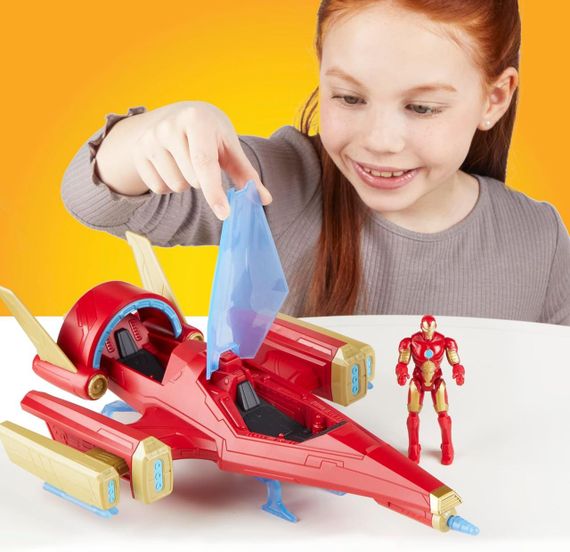 Літак з фігуркою Залізної людини Оригінал Hasbro Marvel Avengers Epic Hero Series Iron Man Repulsor Blast Battle Jet | Зображення 4