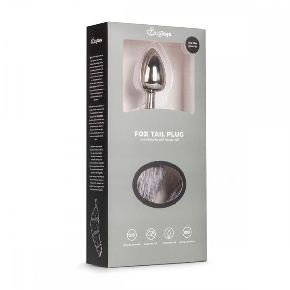Анальна пробка метал з хвостиком Fox Tail Plug Easy Toys, Розмір L | Зображення 3