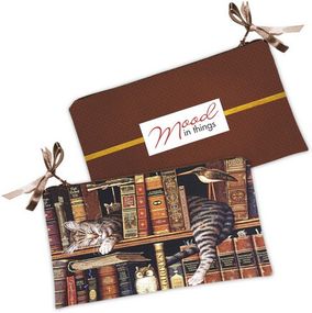 Косметичка жіноча Кот в книгах 20х12 см (K_KC019)