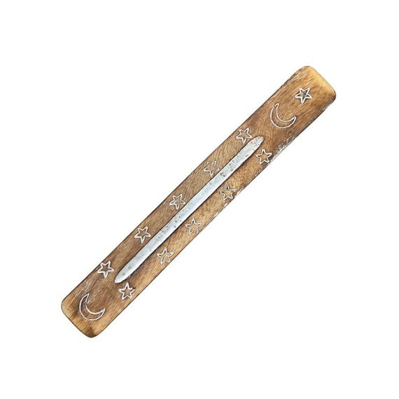 Підставка під пахощі з мангового дерева із білим покриттям Місяць 5056368304705-6