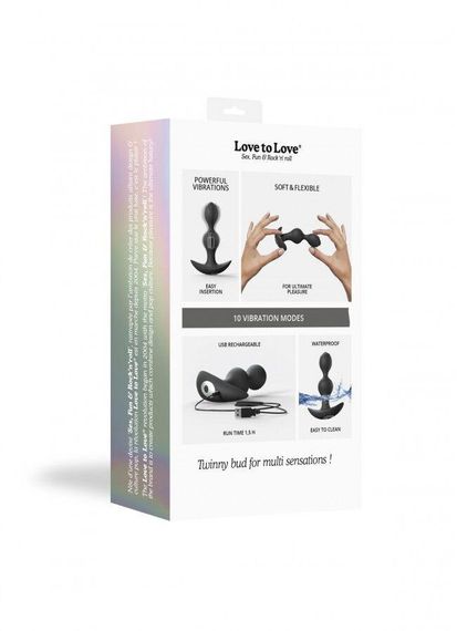 Анальный стимулятор, гибкий с вибрацией Love To Love TWINNY BUD Black Sex Aura | Зображення 5