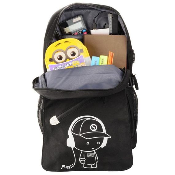 Молодежный рюкзак с USB, (46х30х15), светящийся в темноте / Светоотражающий школьный рюкзак на 5-11 класс | Зображення 4