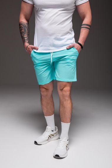Мужские шорты из плащевки внутри с сеткой RA2031/1  цвет бирюзовый, размер XL
