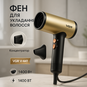 Фен з холодним повітрям для укладання VGR, Фен для укладання волосся з функцією іонізації YC-23