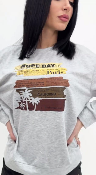 Женский спортивный костюм штаны и свитшот GF07955 цвет бело-серый, размер 46/48 | Зображення 2