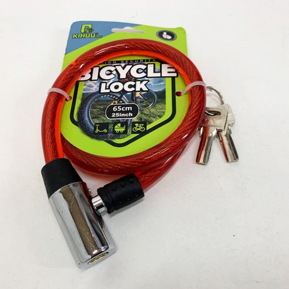 Замок велосипедний 185, 12*65 тросовий, 2 ключі. Колір: червоний | Зображення 2