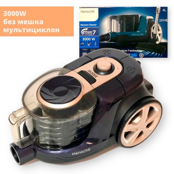 Колбовый пылесос без мешка для сухой уборки, бытовой для дома 4 л Henschll XN19-88 черный 3000W (XN-19-88_2460) | Зображення 7