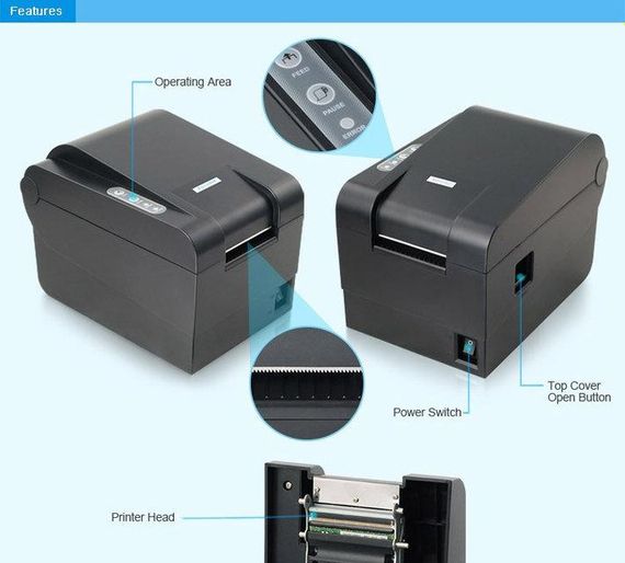 Принтер етикеток Xprinter XP-235B Black (XP-235B) | Зображення 3