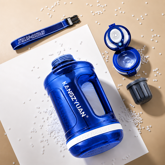 Эко-бутылка KANGZYUAN 1500 мл (1.5 л) - Синяя Tritan BPA-free, ударопрочная, спортивная с ручкой и ремешком | Зображення 7