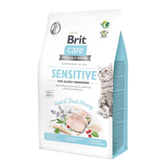 Сухий корм Brit Care Cat GF Insect для котів з чутливим травленням, з комахами та рибою, 400 г