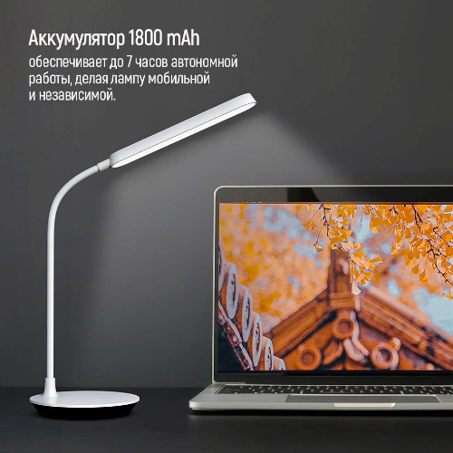 Лампа настільна LED з вбудованим акумулятором білий Portable & Flexible 360 ColorWay | Зображення 6