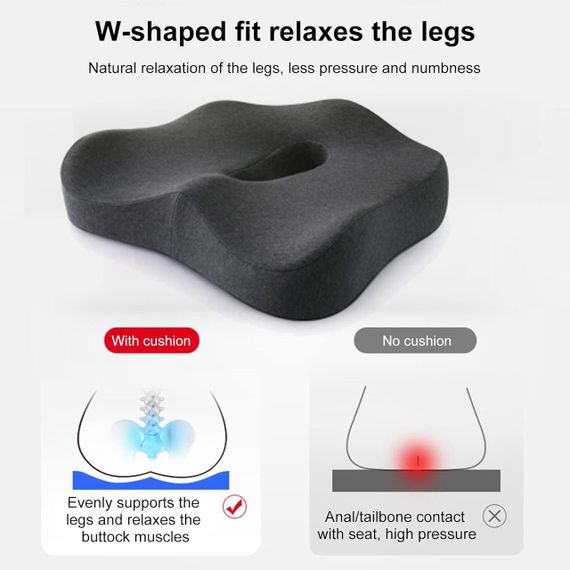 Ортопедична подушка для сидіння Memory Foam Comfort Seat — накладка на стілець з вирізом для куприка | Зображення 2