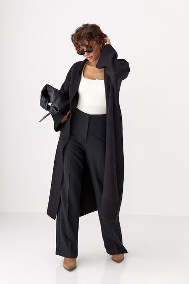 Довгий в'язаний кардиган - чорний цвет, ONE SIZE (є розміри)