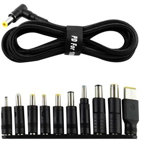 Кабель USB-C to DC 100W с набором переходников для ноутбука 10in1 Black