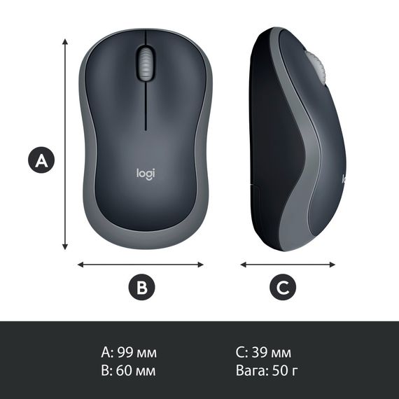 Миша Logitech Wireless Mouse M185 Swift Grey | Зображення 8