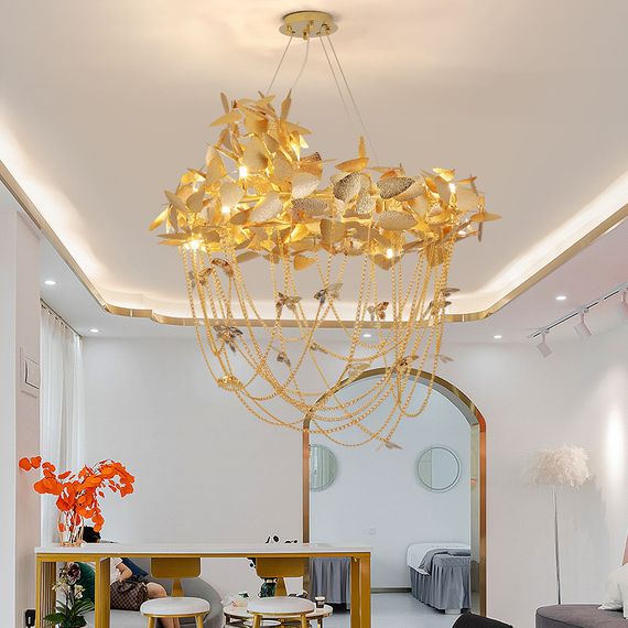 Люстра підвісна на 13 лампочок 26610 Золото 75-200х80х80 см. | Зображення 1