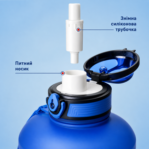 Спортивна пляшка для води KANGZYUAN 2500 мл (2,5л)  Блакитний градієнт (BPA Free) Tritan | Зображення 7