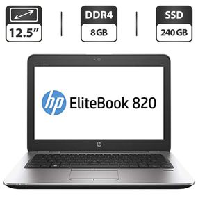 Нетбук Б-клас HP EliteBook 820 G3 / 12.5" (1920x1080) IPS / Intel Core i7-6600U (2 (4) ядра по 2.6 - 3.4 GHz) / 8 GB DDR4 / 240 GB SSD / Intel HD Graphics 520 / WebCam / DisplayPort б/в