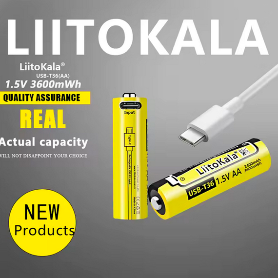 Аккумулятор AA LiitoKala USB-T36 1.5V, 2400 мАч | Зображення 4