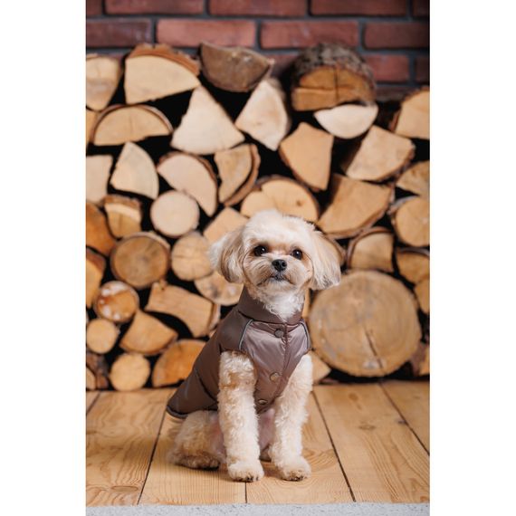 Жилет Pet Fashion Hardy для собак утеплений водонепроникний з отвором для повідця бежевий розмір M | Зображення 9