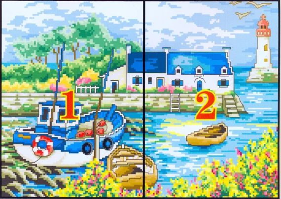 Набір для вишивання за нанесеною на канву схемою  "Scenery of port". AIDA 14CT printed, 40*30 см | Зображення 2