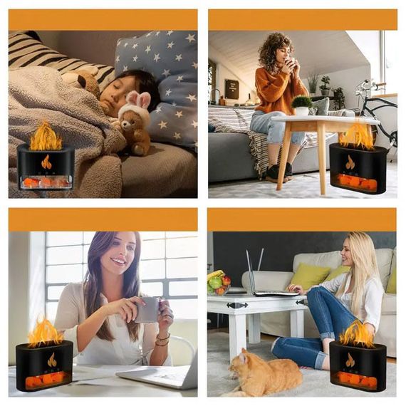 Лампа зволожувач повітря Docsal Flame 3в1 із соляним камінням | Зображення 4