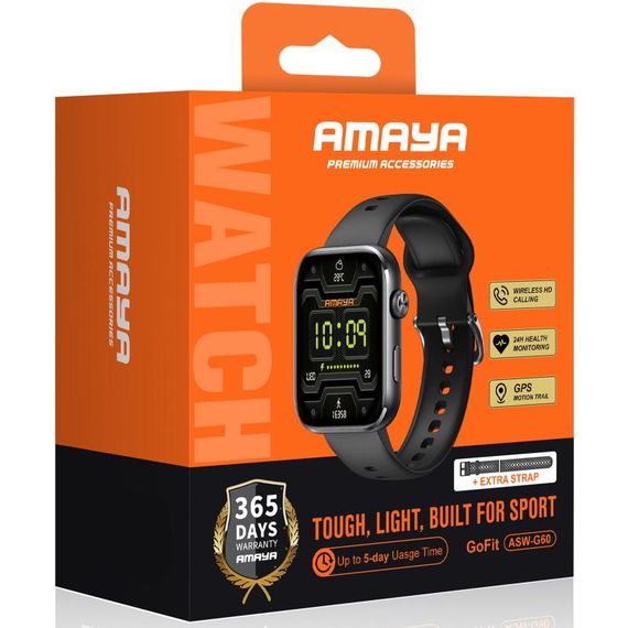 Смарт-годинник Amaya ASW-G60 Smart sports watch (call version) Black | Зображення 1