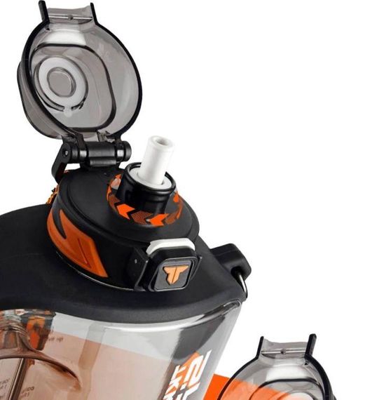 Спортивная бутылка для воды TKK Sport 1000 мл из Тритана (BPA Free), черная квадратная бутылка с трубочкой и ремешком | Зображення 3