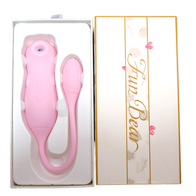 Вагінально-кліторальний вібромасажер "Fun bear", 5 вакууму, 10 вібрації, рожевий sexstyle