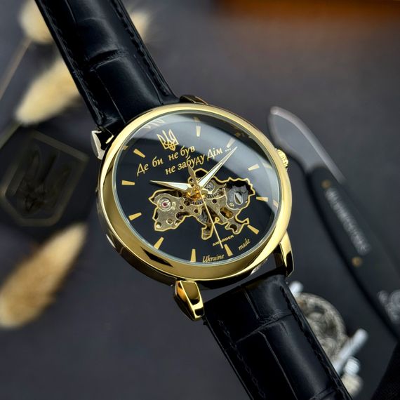 Класичний чоловічий годинник Awarder 022 Automatics Не Забуду Дім Gold-Black | Зображення 3