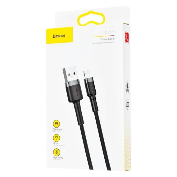 Кабель Baseus Cafule Lightning 1.5A (2m), Чорний з золотим, 1.5 м | Зображення 1