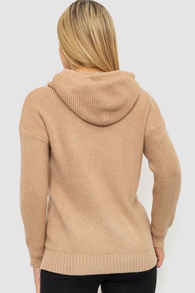 Кофта-батник жіноча з капюшоном, колір бежевий, 244R2029 | Зображення 3