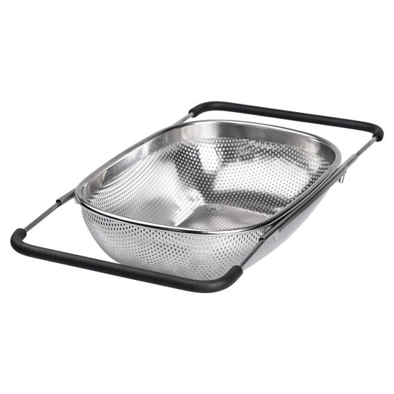 Друшляк сито на раковину для миття овочів та фруктів 36х24х9 см з нержавіючої сталі HP-19-17 | Зображення 1