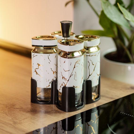 Набор баночек для специй 4 шт 120 мл карусель для хранения специй HP-1330 | Зображення 5