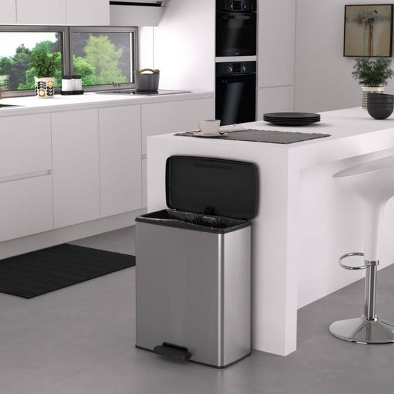 Контейнер для мусора с педалью Curver (Курвер) Deco bin 65 л (01128) Серебристый | Зображення 5